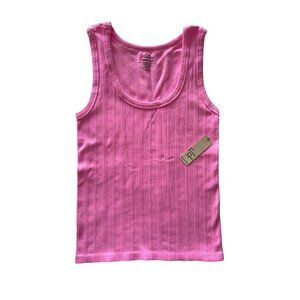Faded Rose Essentials Pink Ribbed Tank Top 1X/2X 95% Nylon 5% Spandex Womens